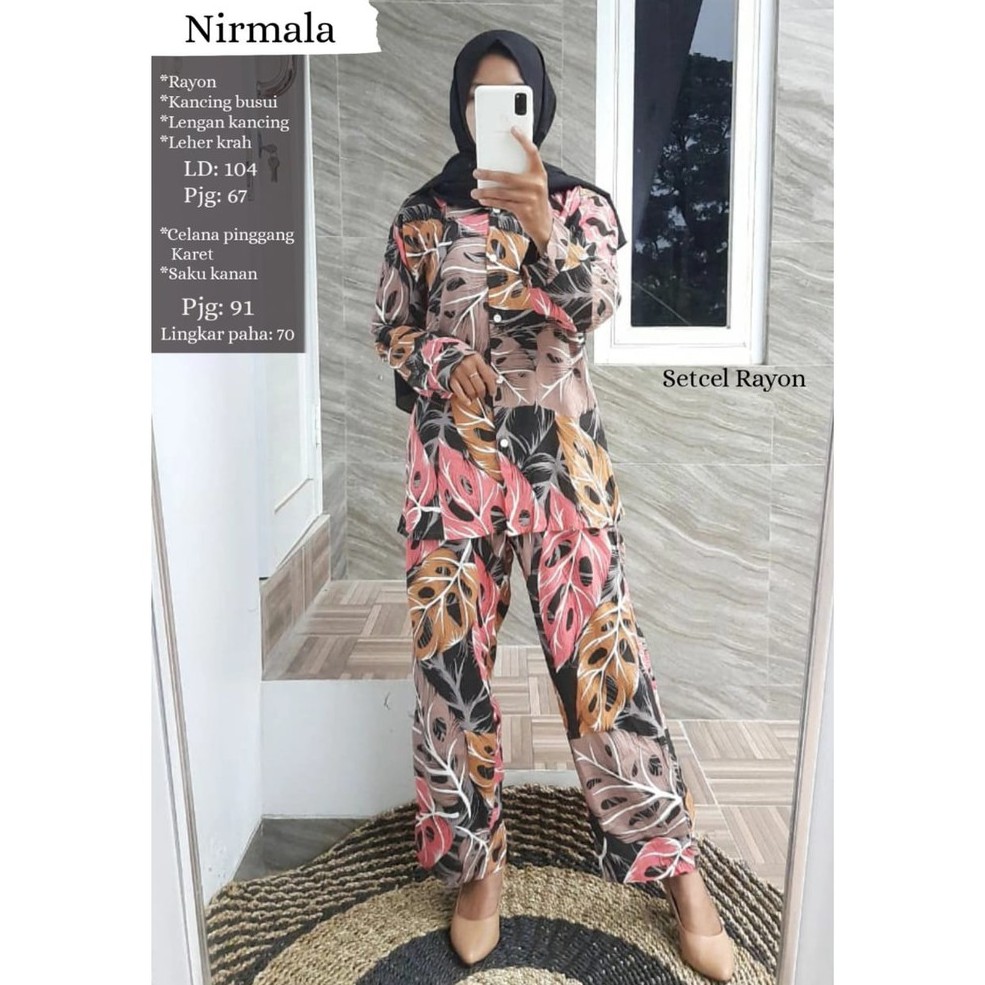 Rayon set celana / Pajamas Set Ryon Motif Abstrak