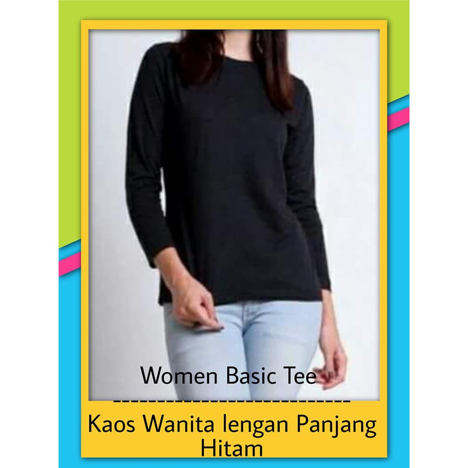 Baju Kaos Hitam Polos Lengan Panjang Wanita