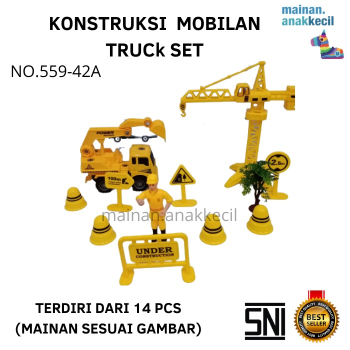 MAINAN ANAK KONSTRUKSI MOBIL MOBILAN TRUCK TRUCK SET TERDIRI DARI 14 PCS