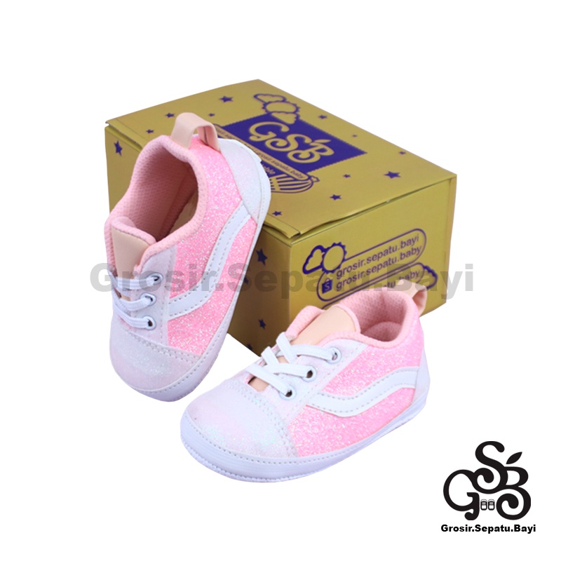 sepatu bayi baby shoes prewalker perempuan newborn umur 2 - 12 bulan model glitter oldskool