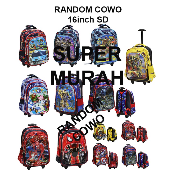 CUCI GUDANG PROMO TERMURAH PILIHAN RANDOM Tas Trolley SD Anak Perempuan Cantik Kuda Ajaib Awan 5D Timbul 3 Kantung Besar Import