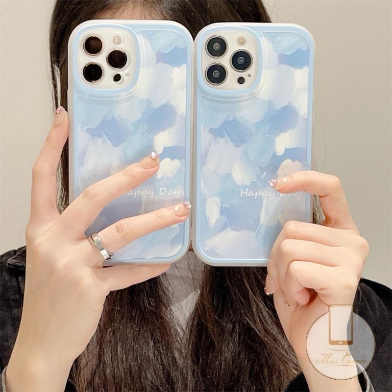 Redmi Note 10Pro 91 11s 10s 8 9s 9Pro Note 10 Pro Max Plus Redmi 12C A1 10 9C 10C 9A 9T 9 9C NFC POCO F4 M3 X3 Pro X3 NFC K40s Ins Simple Tinta Biru Lukisan Case Sarung TPU Lembut