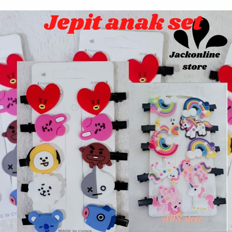 Jepit Rambut Anak Set 10Pcs Model Kartun Hairpin Rambut Cewek HairClips