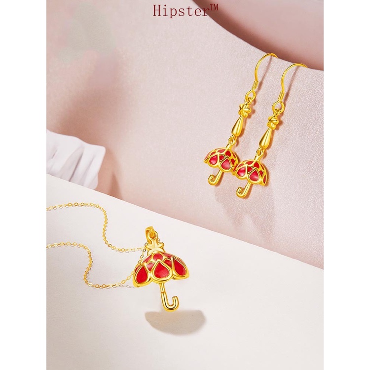 Gold Pendant Trendy Fashion Fine Necklace And Earrings Suite Women