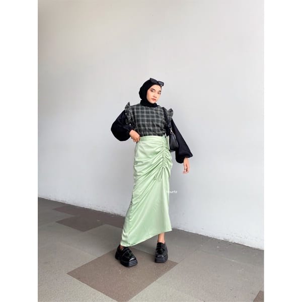 BEFAST - ZEC OOTD Wanita Rok HIYA / Rok Serut / Rok Wanita / Bawahan Rok Kekinian / Rok Kondangan Kekinian / OOTD Wanita Remaja / Rok Terlaris