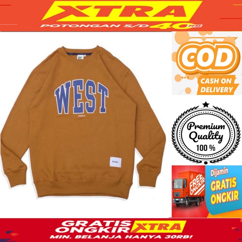 Sweater Crewneck WEST Russ Fulltag&amp;Fullbordir Original Premium