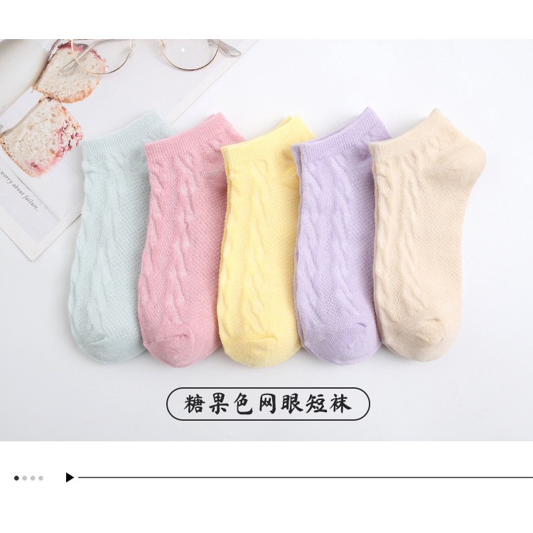 ❀ Chingu ❀ KK027 Kaos Kaki (Tanpa Kemasan) Wanita Tipis Pendek Semata Kaki Motif Pattern Rajut Polos Fashion Korea Women Sock Import Murah