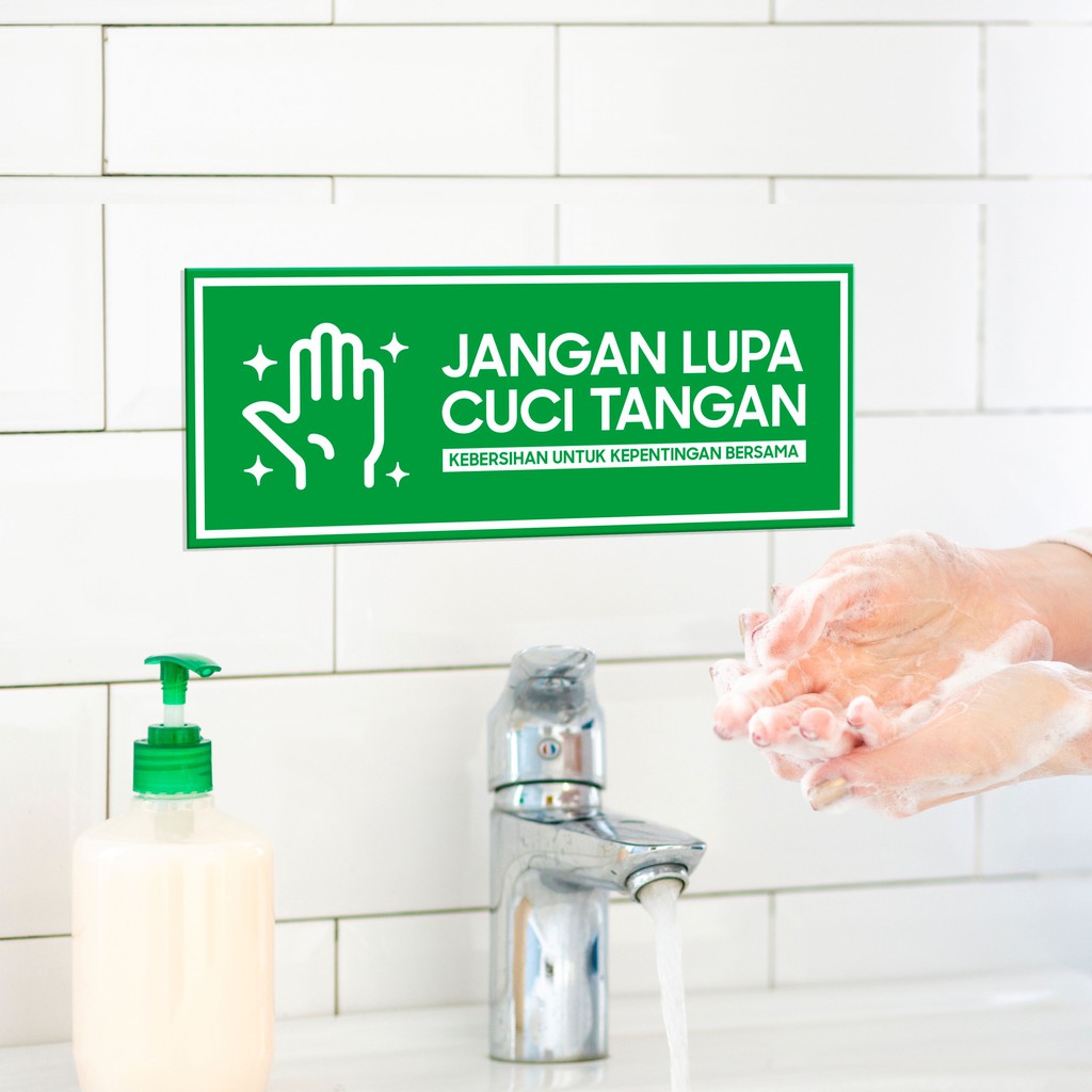 STIKER DINDING KECIL SOCIAL DISTANCING CUCI TANGAN ISI 5 PCS