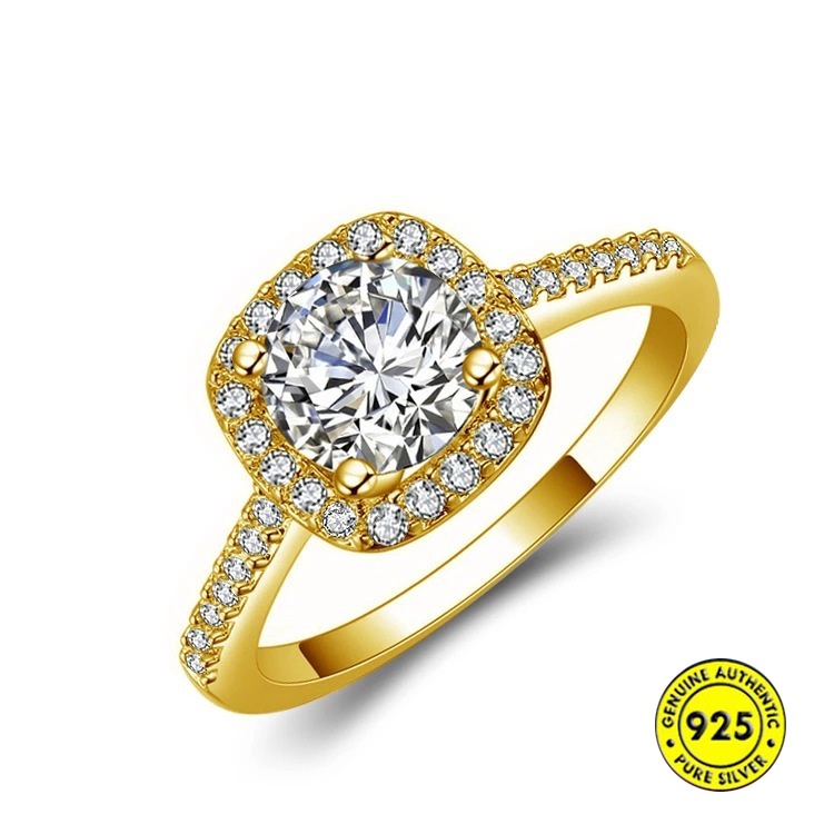 Cincin Zircon Bahan S925 Silver Gaya Eropa Dan Amerika Untuk Wanita