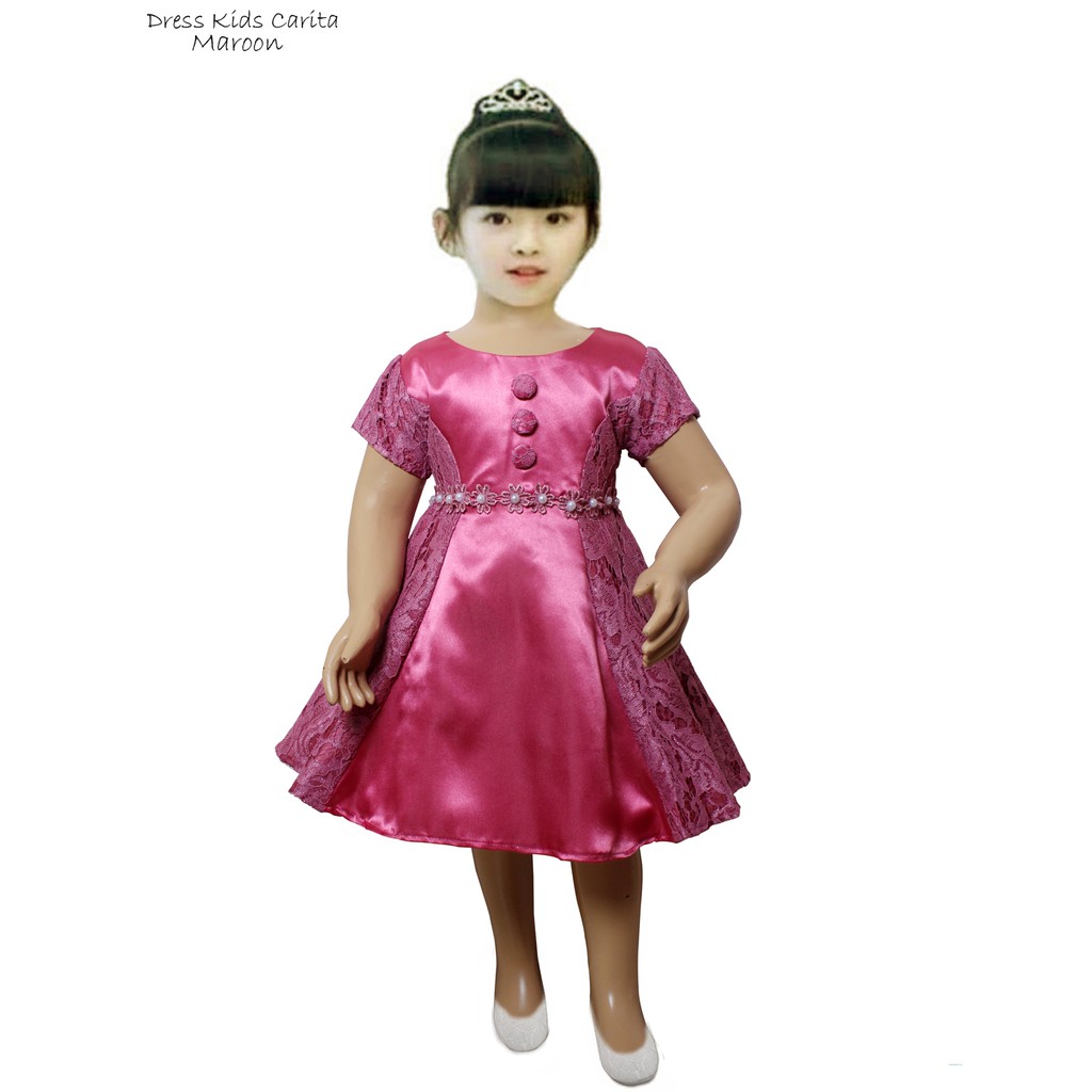 Dress Kids Carita 333/ Baju Brukat Anak Bayi Perempuan Elegant/Gaun Pesta Anak Bayi Balita Murah