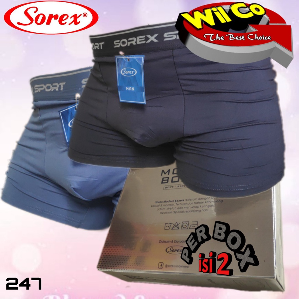 K247D - (DIJUAL PER 1 BOX ISI 2 Pcs) CELANA DALAM BOXER PRIA SOREX SIZE S - XL