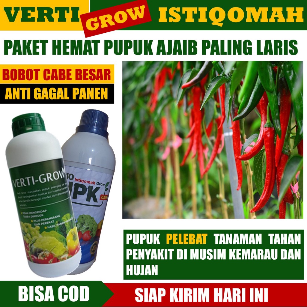 [PUPUK TERBAIK] 1 Botol Verti-GROW & 1 ISTIQOMAH GROW Pupuk Kalsium Cabe, Obat Bulai Cabe, Obat Busu