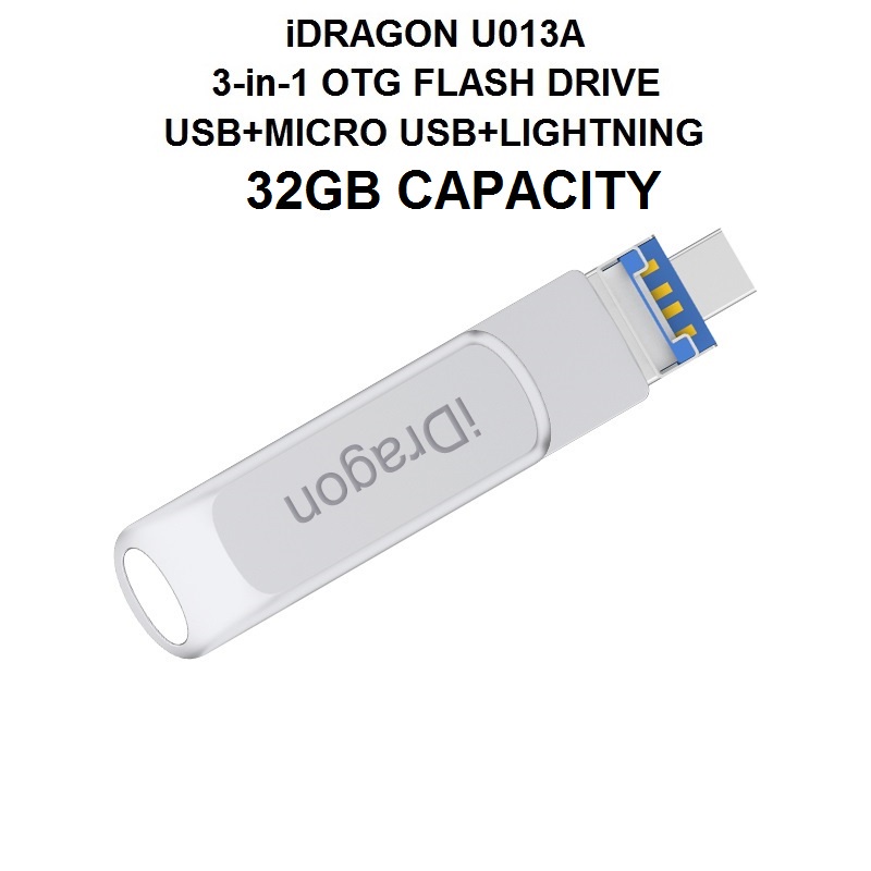 AKN88 - iDRAGON U013A - 3-in-1 Mini USB OTG Flashdrive 32GB Capacity