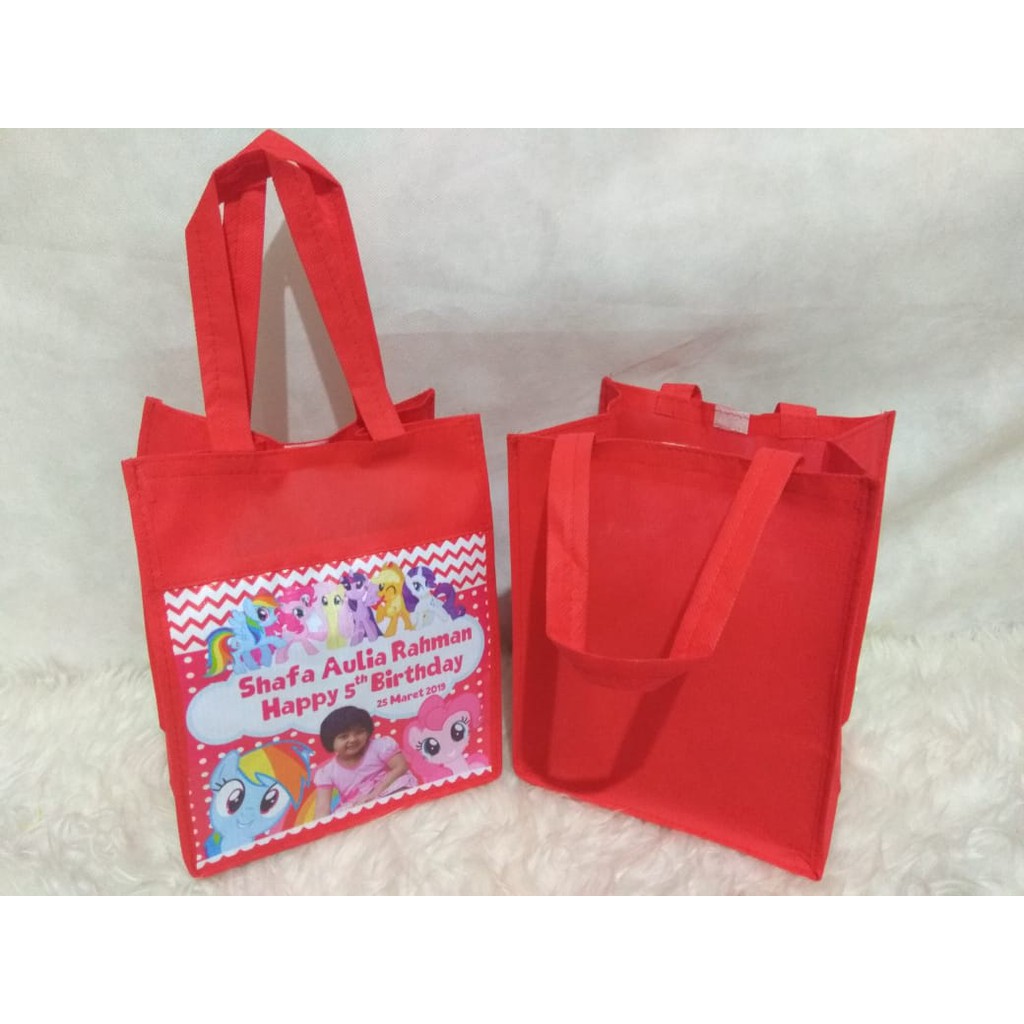 

[FREE ONGKIR] TAS SPUNBOND TVMK Custom Souvenir ultah anak unik goodie bag goody murah Kids birthday