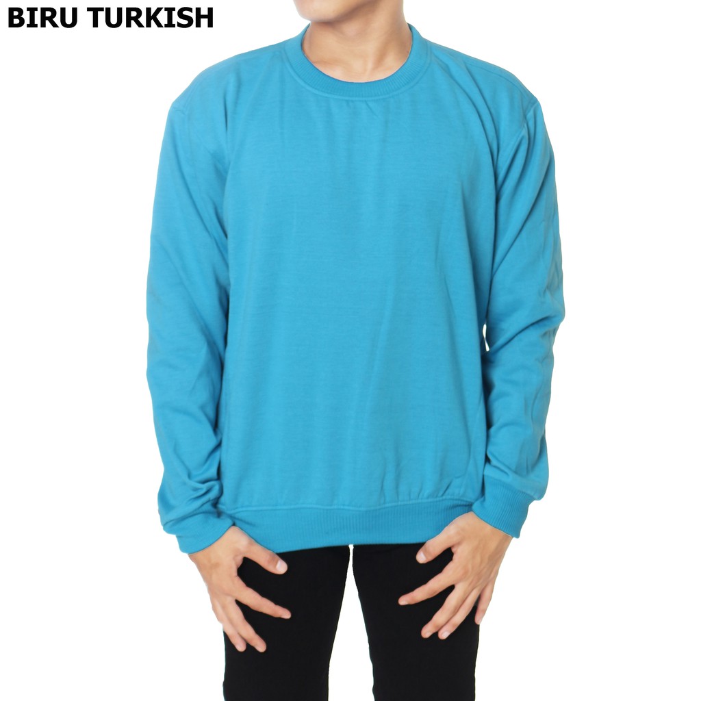 Sweater polos oblong crewneck L,XL,XXL pria wanita hitam wame store-TURKISH