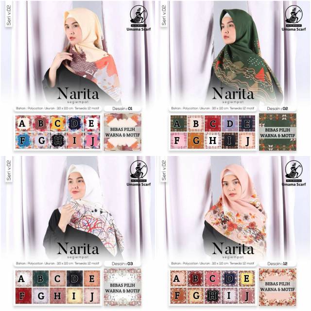 TERBARU hijab UMAMA Narita ecer bisa pilih motif dan warna
