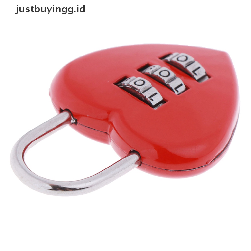 (Justbuyingg.Id) 1pc Gembok Koper Bentuk Hati 3d Digit Angka Bahan Metal Warna Merah