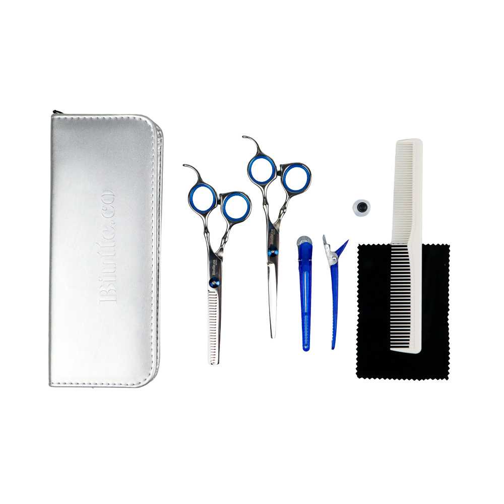 COD Set Gunting Rambut Sasak &amp; Flat Professional BarberShop Hairdressing Scissors Gunting Rambut Salon Profesional Stainless Steel