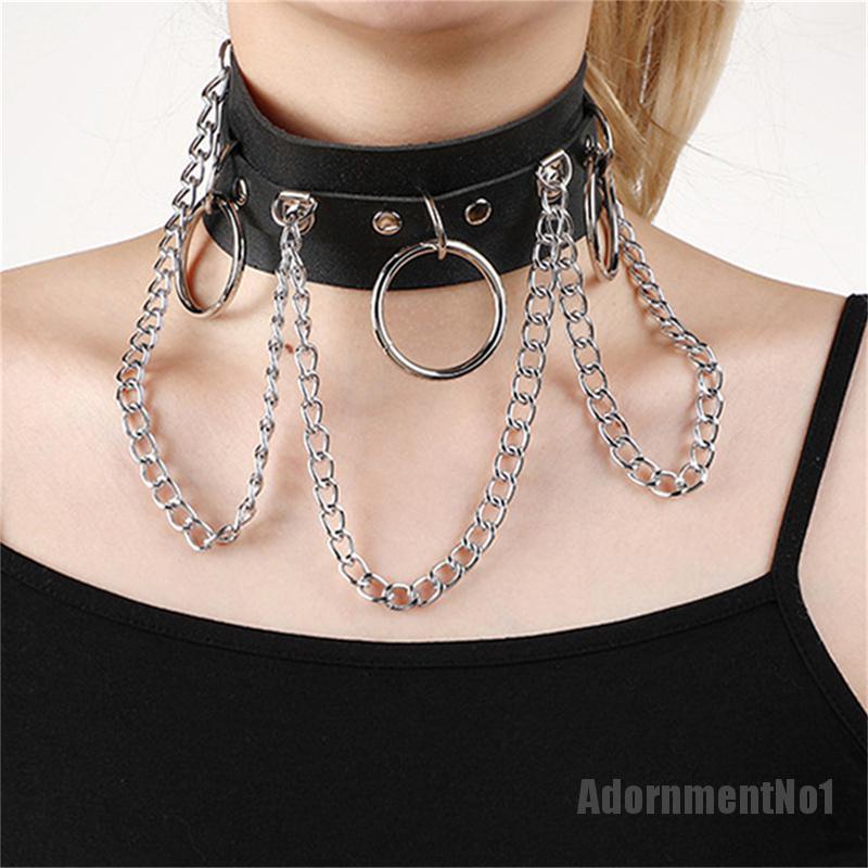 (Adornmentno1) Kalung Choker Adjustable Flexible Bahan Kulit Pu Gaya Gothic Punk Untuk Wanita