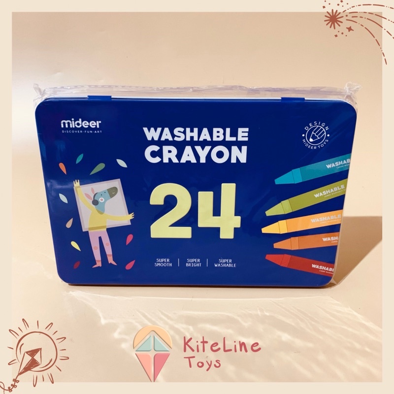 

Mideer Washable Crayon 24 Colors / Warna Tin Box Krayon Anak Gambar Crayons Set Alat Melukis Edukasi