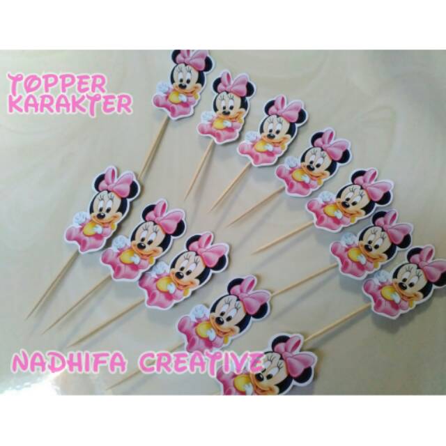 Topper Karakter Minnie / Hiasan Kue Ulang Tahun