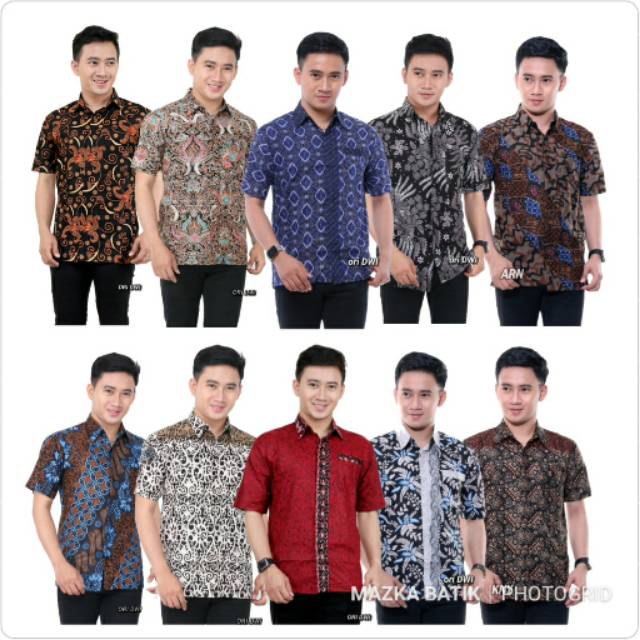 BSWART Batik HRB026 Kenongo Hem Pendek Padi Pekalongan M L XL Batik Pria MURAH Modern Grosir