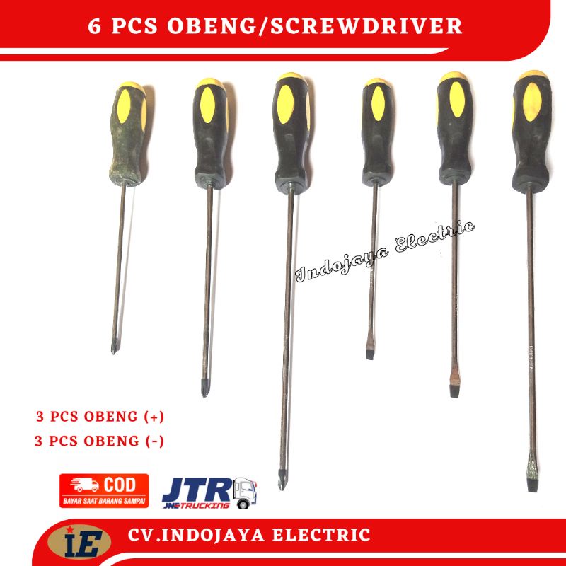 Obeng Plus Min Satu Set Obeng 3 Obeng ples (+) dan 3 Obeng (-) Satu set screwdriver