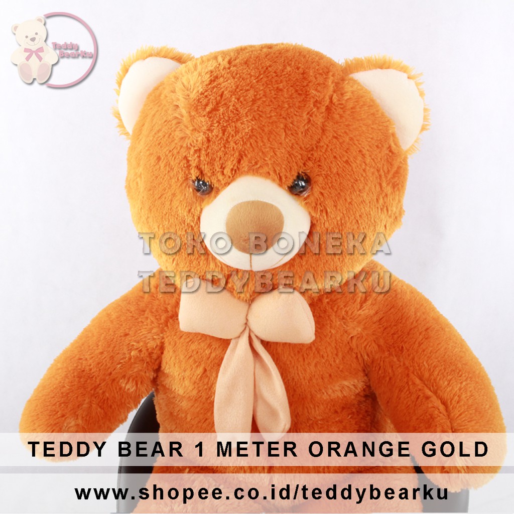 BONEKA TEDDY BEAR JUMBO UKURAN 1 METER WARNA COKLAT GOLD KHAS BANDUNG