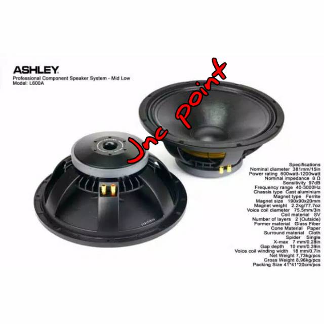 SPEAKER ASHLEY 15 INCH L600A ORIGINAL KARAKTER MID LOW POWER 1200 WAT