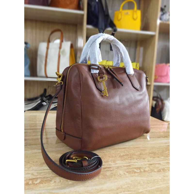 FOSSIL Fiona Satchel Leather Medium Brown