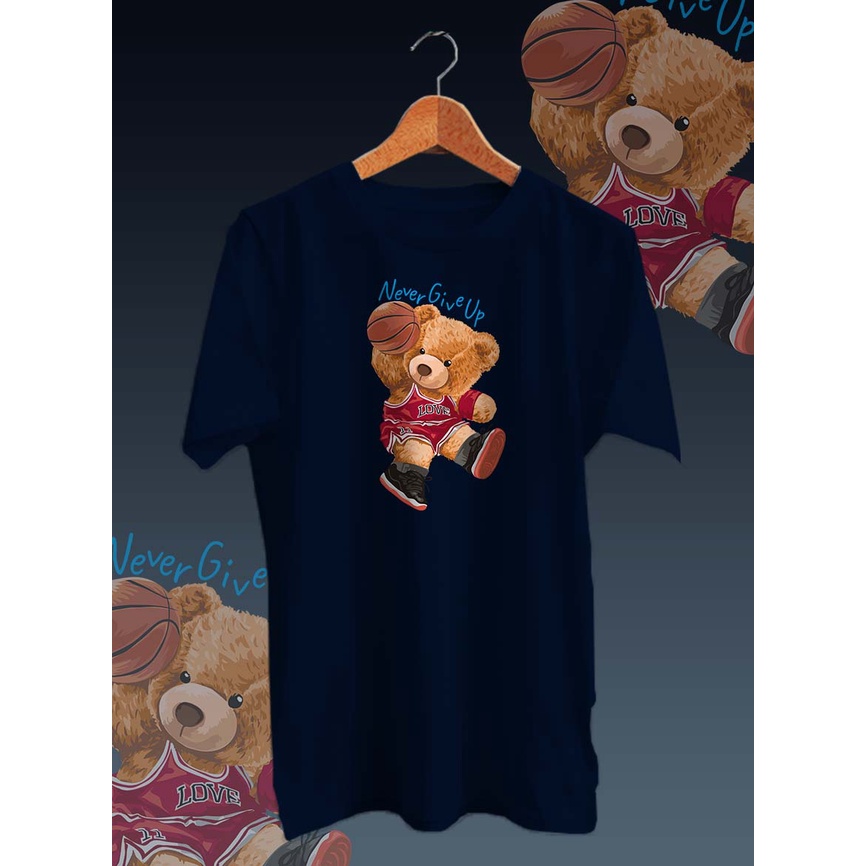 KAOS T-SHIRT DISTRO GAMBAR&quot;BEAR BASKET&quot;cotton combed 30s/lengan pendek/sablon digital print