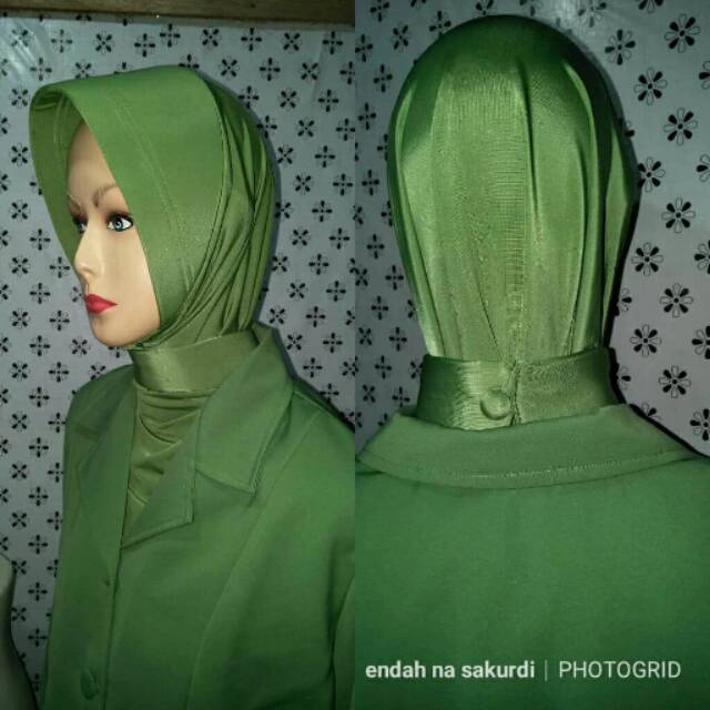 Jilbab bsk ANTEM model kancing blakang dan ikat