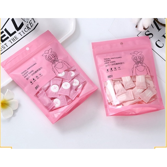 Candy Compressed Towel Travel Disposable Handuk Travel Penyerap Serba Guna Tissue Travel