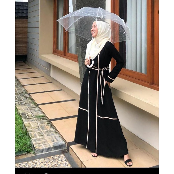 abaya gamis list jetblack simple (no ribet)