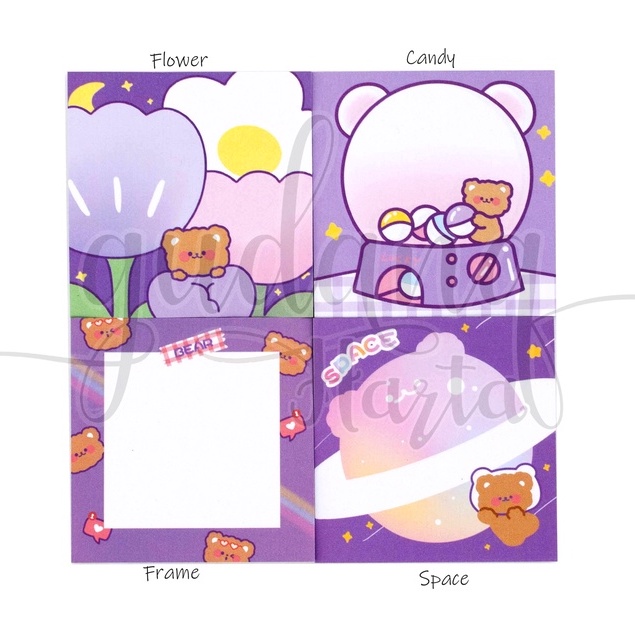 Sticky Notes Purple Bear Series Notes Motif Seri Beruang Ungu GH 301179