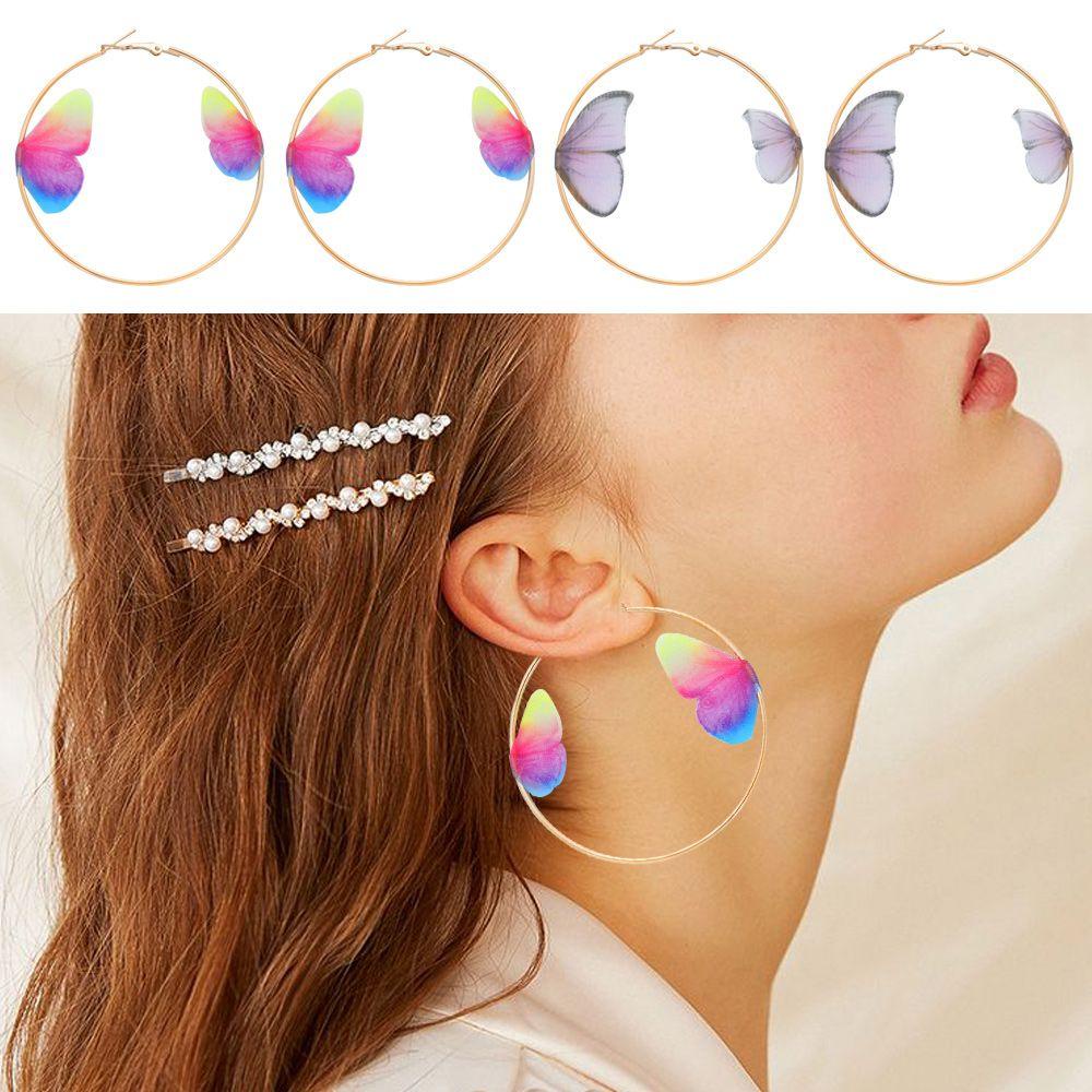 Preva Anting Kupu-Kupu Ganda Anting Hadiah Wanita Gadis Perhiasan Ear Hoop