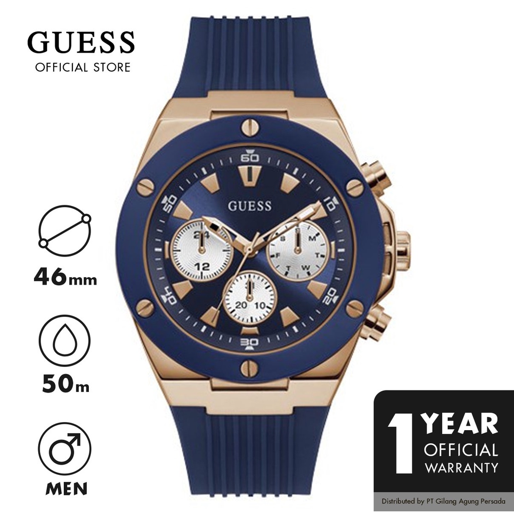 Guess Gents Watch Blue & Rose Gold POSEIDON - GW0057G2