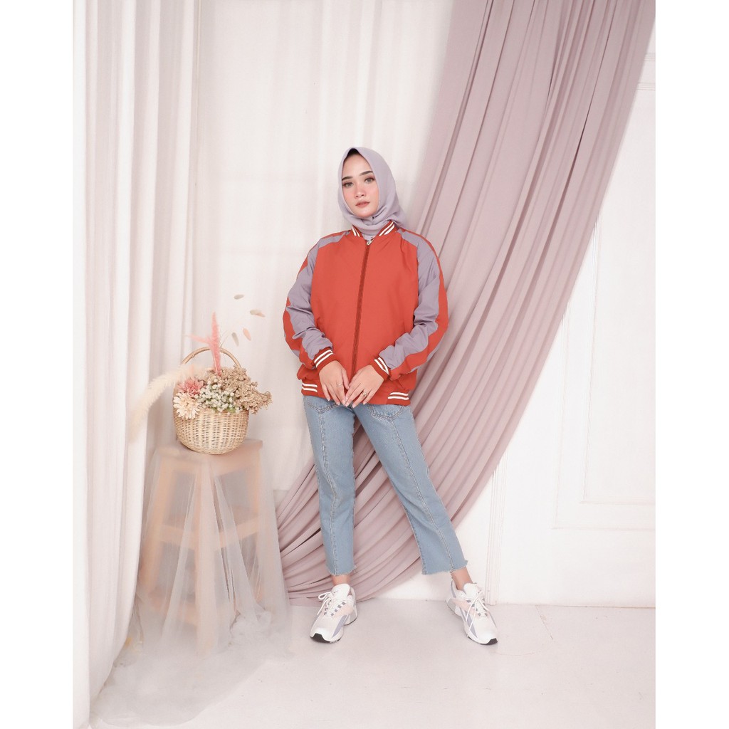 SKJ ORANGE |ManNeedMe x AMZ| Jaket Pria Bomber Jaket Parasut Unisex 2 in 1 ORIGINAL