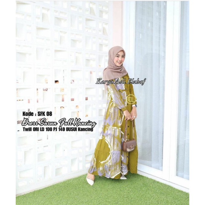 motif terbaru gamis twill ori batik elzhaf SFK 08
