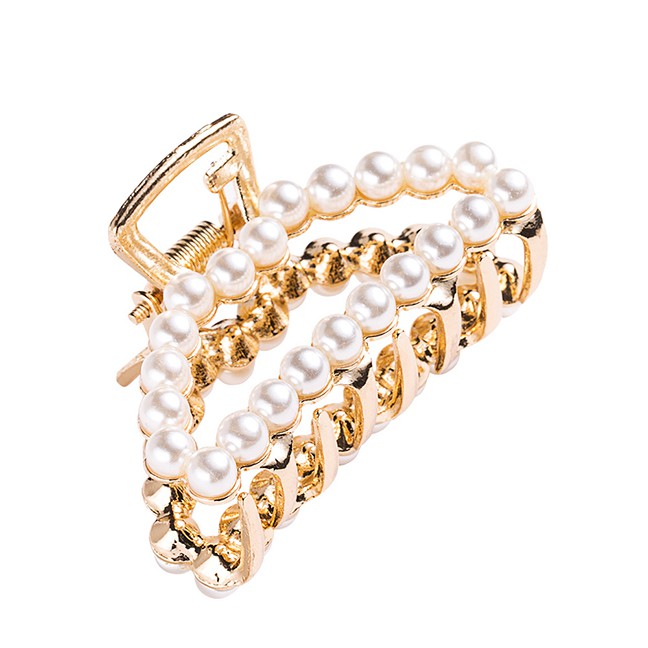 LRC Jepit Rambut Fashion Gold Diamond-studded Clip F5158X