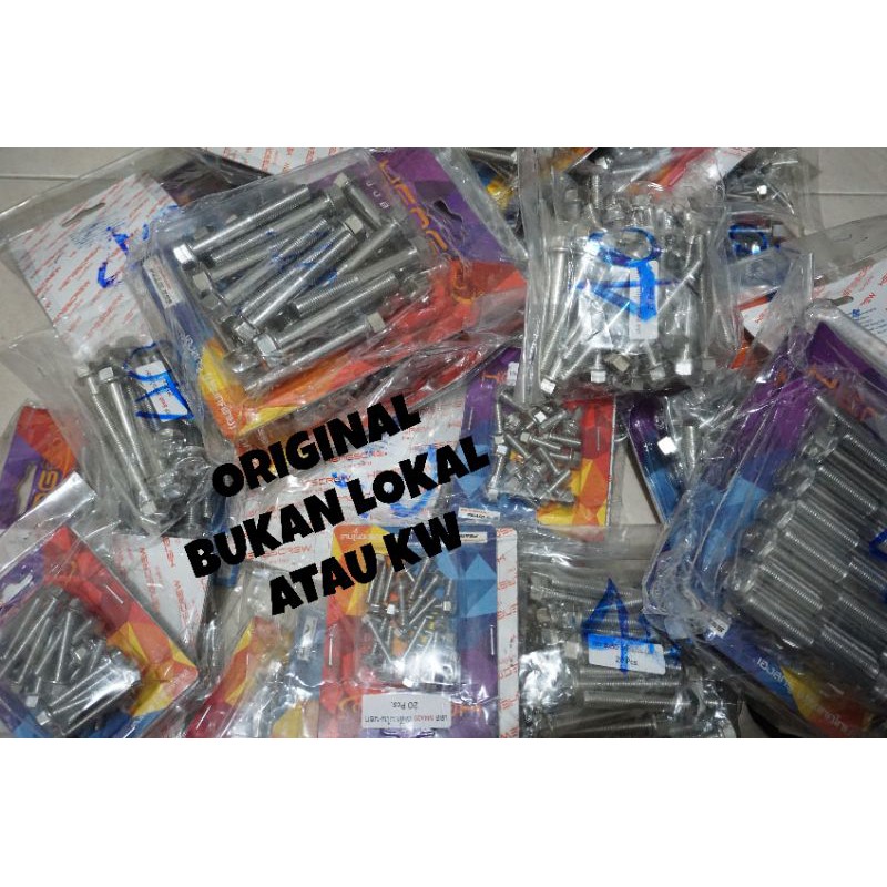 baut probolt 2kunci 2 kunci stainless 6x20 drat 10 panjang 2cm original heng thailand silver