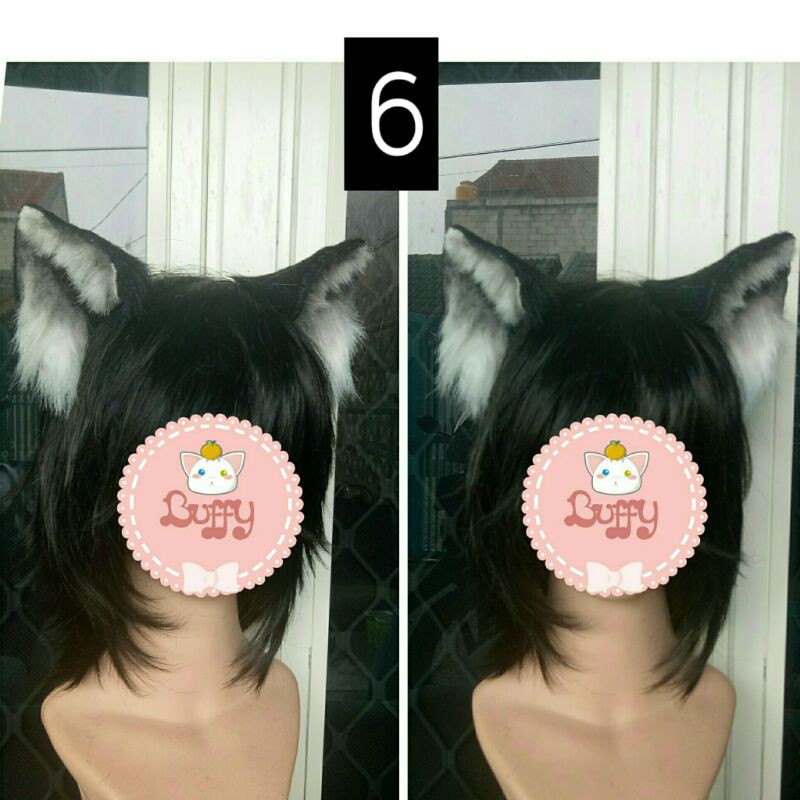 Headband realistic fur cat ear nekomimi  black cosplay lolita women fashion halloween bando kucing