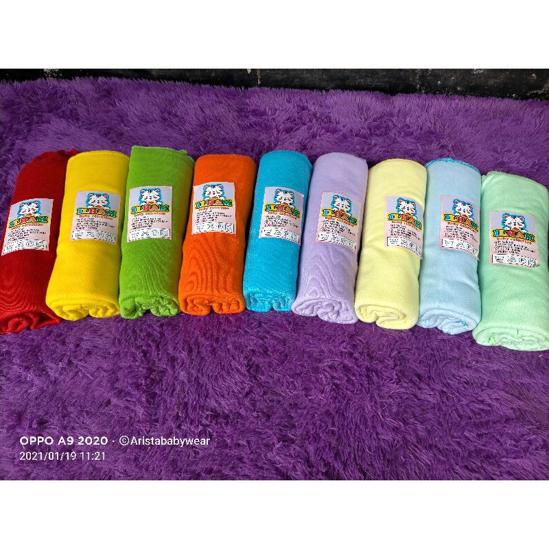 (1LUSIN/12PCS) Bedong bayi polos rainbow uk.JUMBO