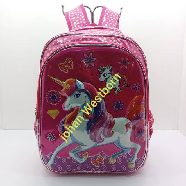 Tas Ransel Sekolah Gliter 3D