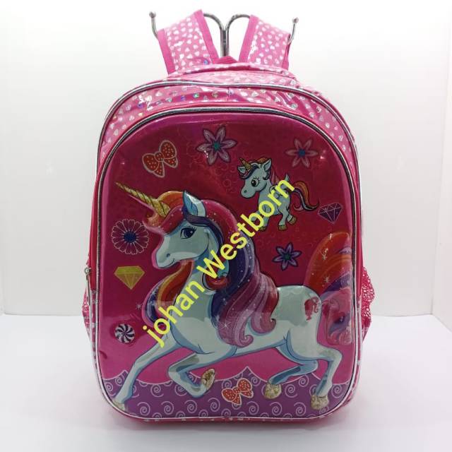 Tas Ransel Sekolah Gliter 3D