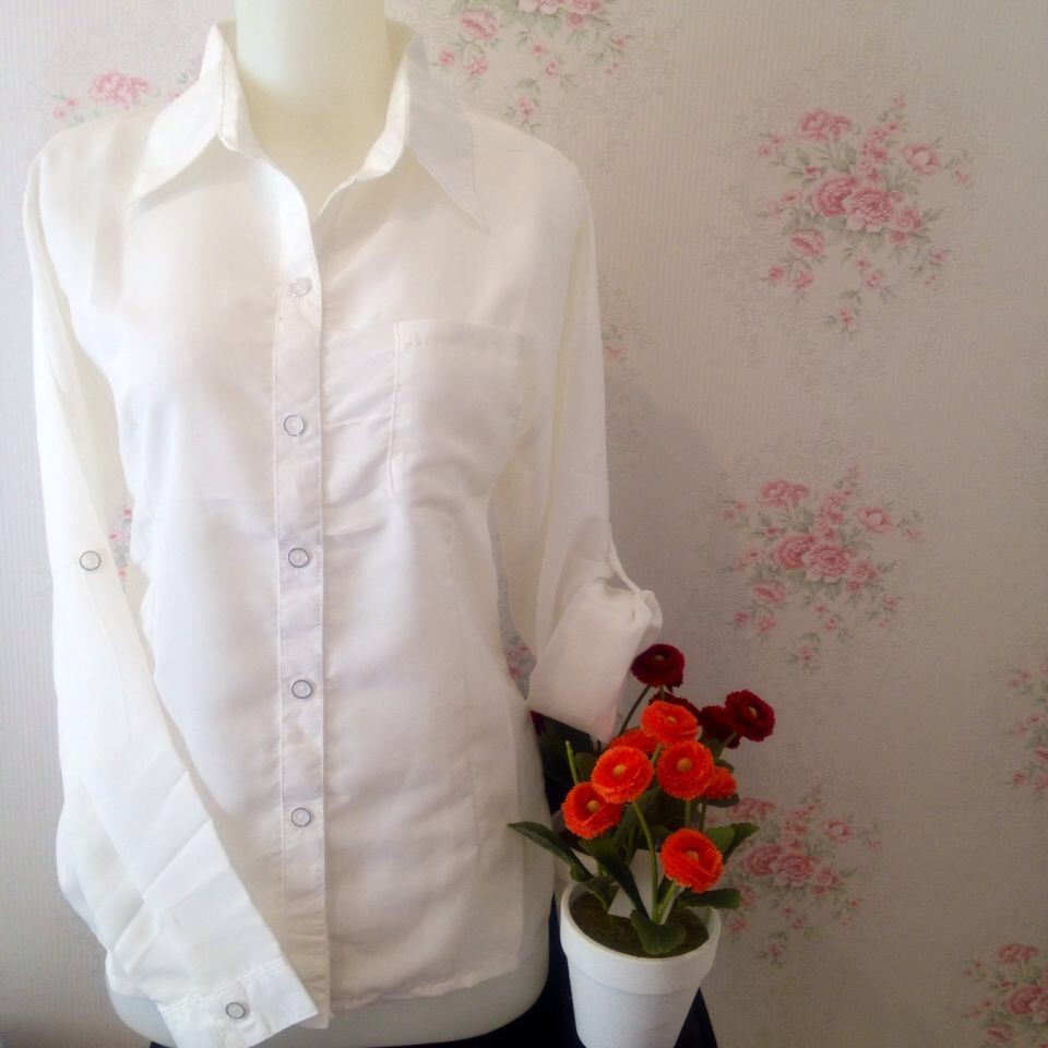 Kemeja Kerja Wanita Kemeja putih wanita kantor zara lembut kantong/saku 1