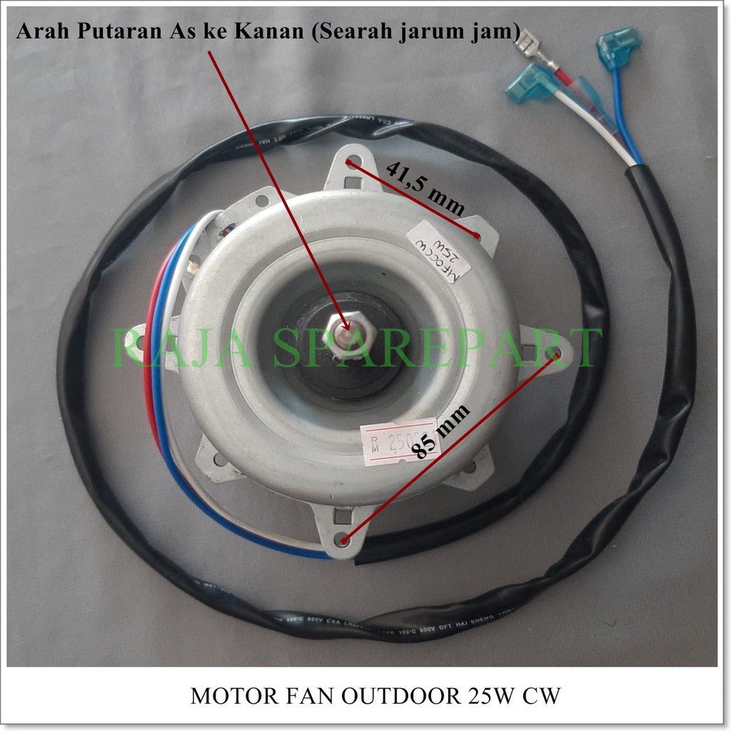 Motor Fan Outdoor AC 25Watt CW (Putaran As kearah Kanan - Searah Jarum Jam)