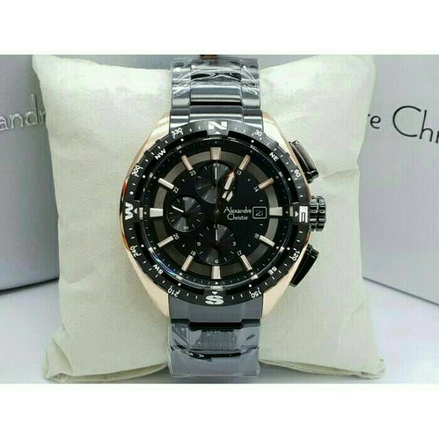 JAM TANGAN PRIA ALEXANDRE CHRISTIE AC 6436 ROSEGOLD BLACK