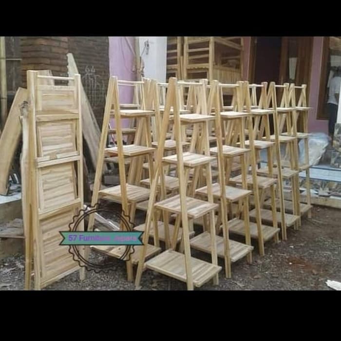 Rak hias ruang tamu jati mentahan - rak tempat Pot Bunga/ Boneka/ Tas