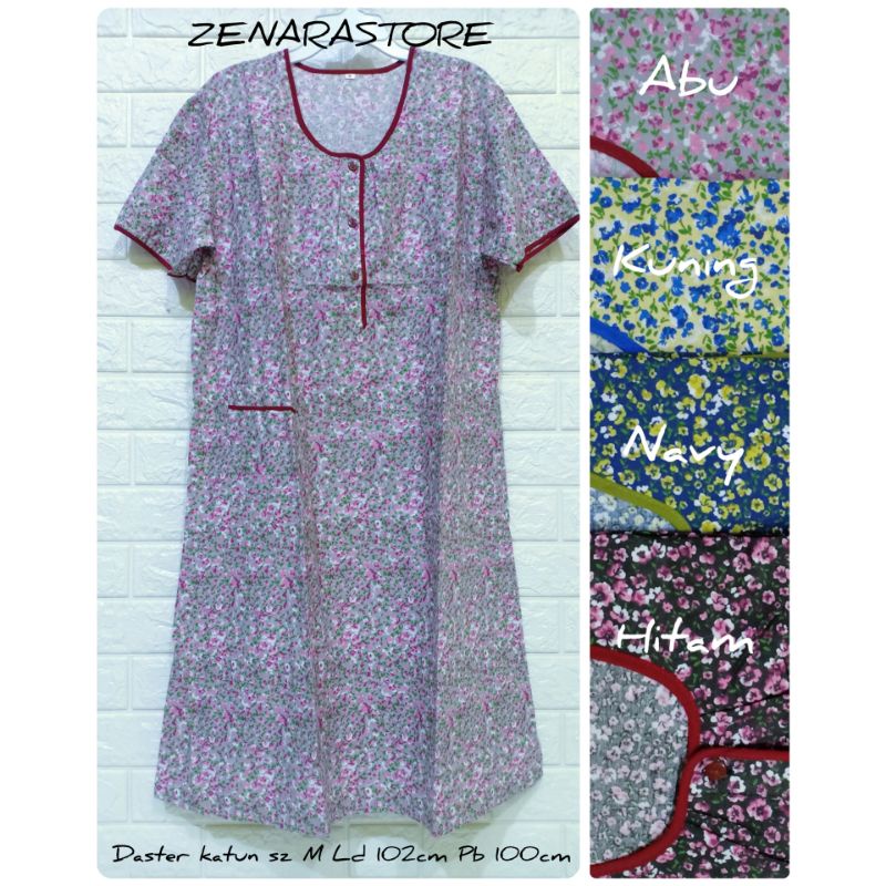 Daster katun size M ld 102 cm daster midi lengan pendek kancing busui shabby chic katun jepang lokal